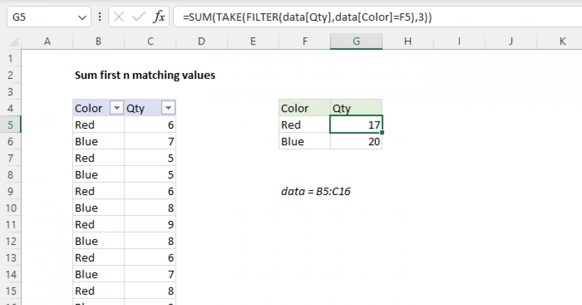 Sum First N Matching Values Excel Formula Exceljet 8897